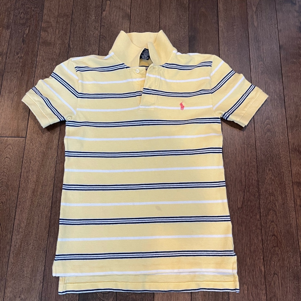 Ralph Lauren Polo Boys Yellow/Blue Striped Short Sleeve Shirt